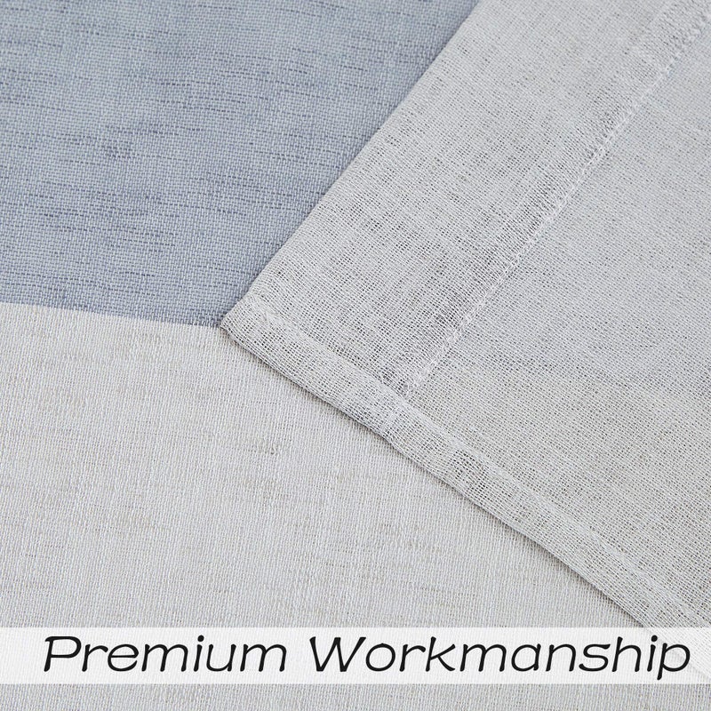 Central Park Gray and Smoke Blue Stripe Sheer Color Block Window Curtain Panel Linen Window Treatment for Bedroom Living Room Farmhouse 95 inches Long with Grommets, 2 Panel Rustic Drapes - Image 4